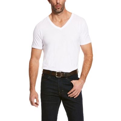 Ariat Short Sleeve V-neck Beyaz Tişört Erkek (20241-100)